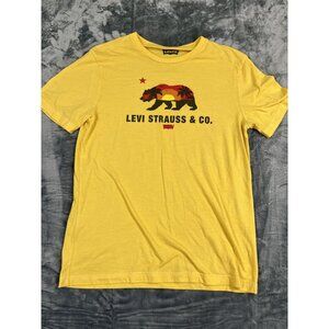 Levi Strauss Yellow Graphic Tee L California Bear Design  Mens  Casual T-Shirt